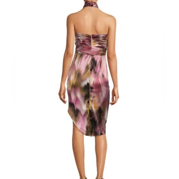 Asymmetrical Sleeveless Halter Neck Multicolor Badgley Mischka Dress - Picture 2 of 6